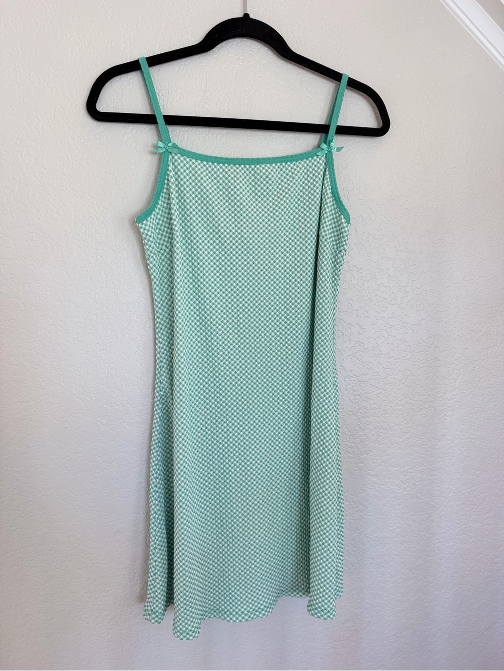 Wild Fable Mint Green Gingham Textured Mini Dress | Size M